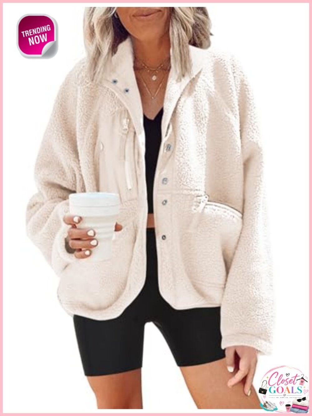 Fuzzy Fleece Jacket Button Down Sherpa Fleece Oversized Teddy Coat